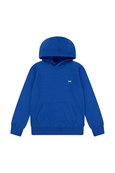 Детски суичър Levi's MINI BATWING PULL OVER HOO в синьо с качулка с изчистен дизайн 8EK422