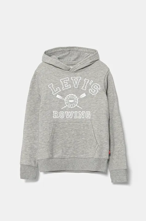 Παιδική μπλούζα Levi's VARSITY ROWING HOODIE χρώμα: γκρι, με κουκούλα, 9EM573