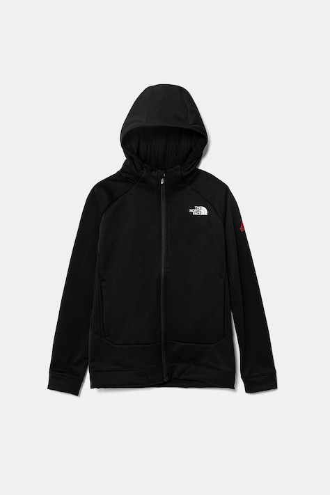 Dětská mikina The North Face MOUNTAIN ATHLETICS FULL ZIP HOODIE černá barva, s kapucí, hladká, NF0A89HZKY41