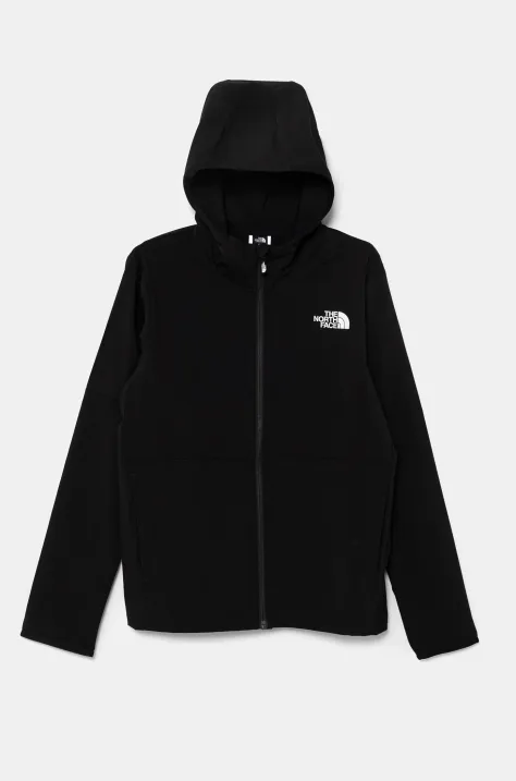 The North Face bluza copii ON THE TRAIL FZ HOODIE culoarea negru, cu glugă, neted, NF0A8AXSJK31