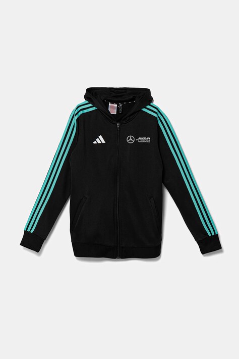 Dětská mikina adidas Performance MER DNA černá barva, s kapucí, s potiskem, JV5435
