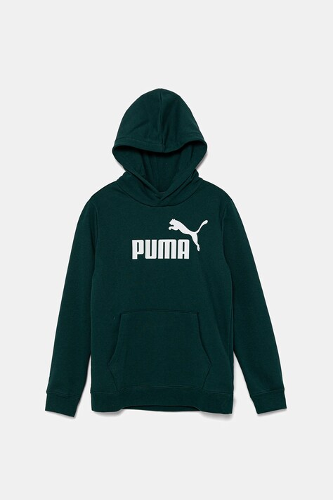 Детски суичър Puma ESS No. 1 Logo Hoodie TR в зелено с качулка с принт 684909