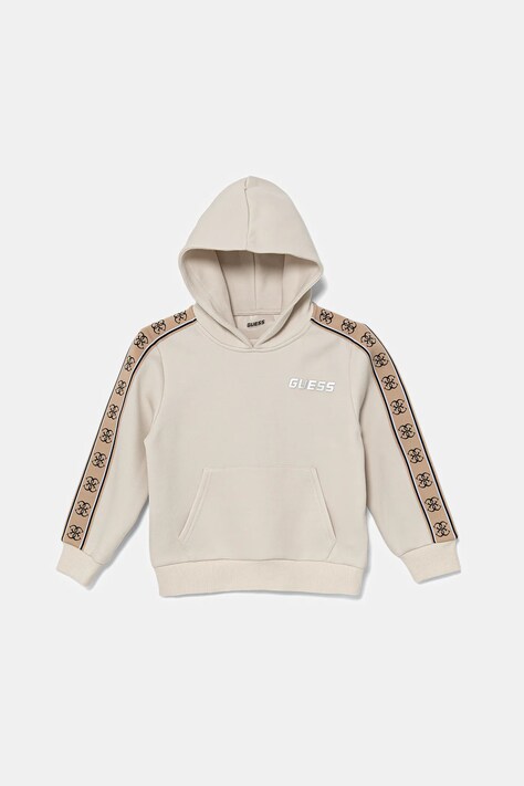 Guess felpa per bambini colore beige con cappuccio con applicazione L5GQ09 KB3P2