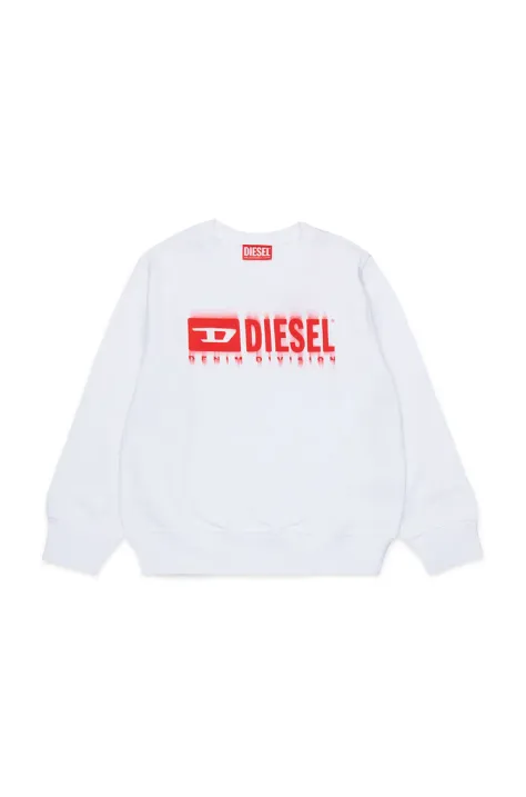 Dětská bavlněná mikina Diesel SGINNL8 OVER SWEAT-SHIRT bílá barva, s potiskem, J02040