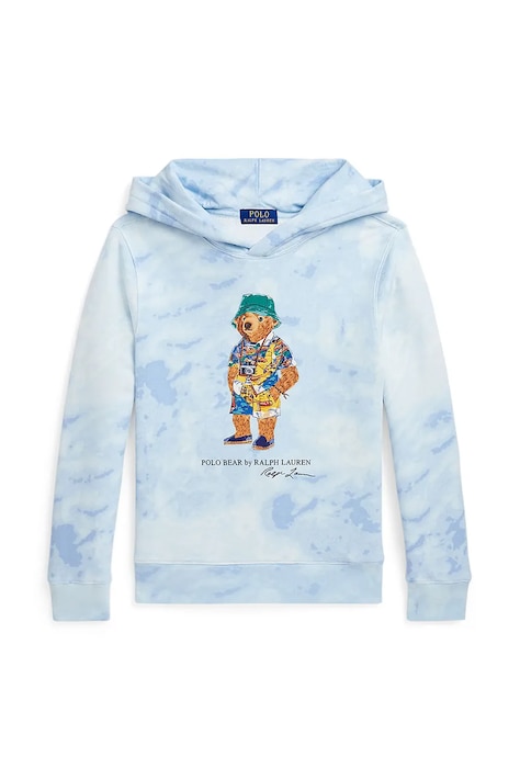 Dětská mikina Polo Ralph Lauren modrá barva, s kapucí, vzorovaná, 323978373001