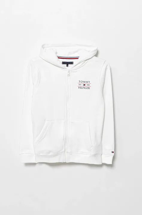 Tommy Hilfiger gyerek felső fehér, nyomott mintás, kapucnis, KB0KB09568