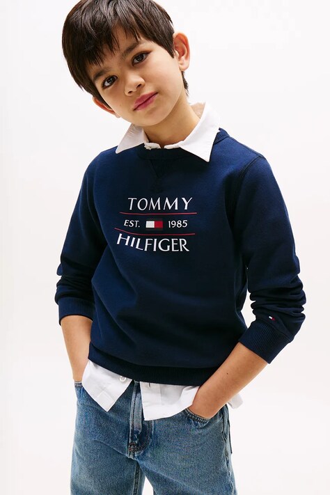 Дитяча кофта Tommy Hilfiger колір синій з принтом KB0KB09569