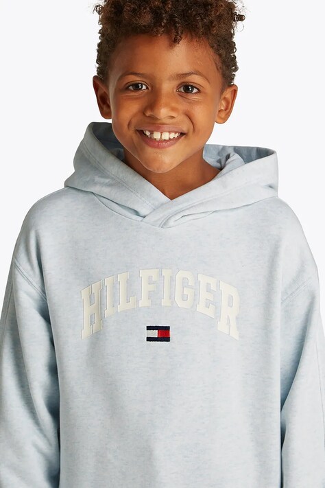 Παιδική μπλούζα Tommy Hilfiger χρώμα: μπλε, με κουκούλα, KB0KB09574