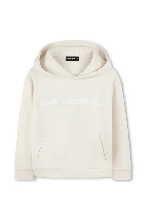 Karl Lagerfeld felpa per bambini colore beige con cappuccio Z30576