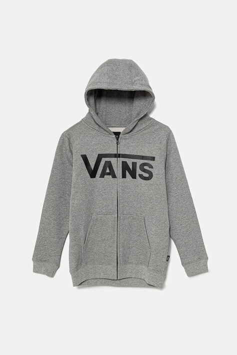 Детски суичър Vans Classic II FZ в сиво с качулка с принт VN000JYB4OU1