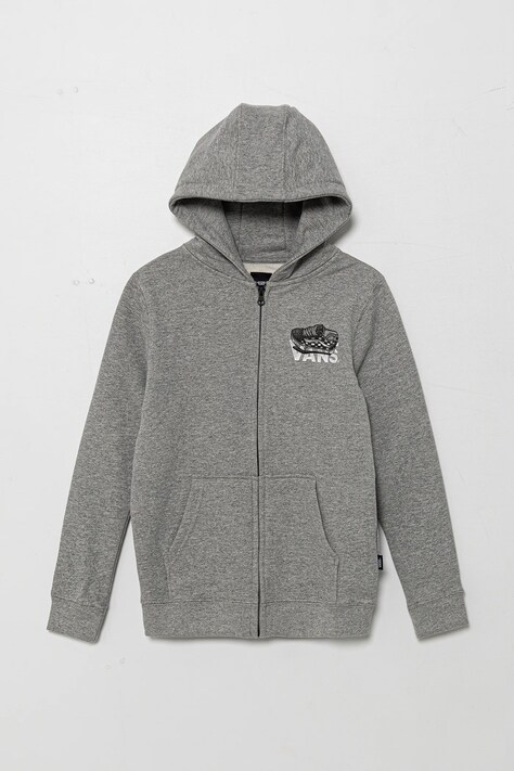 Vans bluză copii Old Skool FZ culoarea gri, cu glugă, melanj, VN000MHT02F1