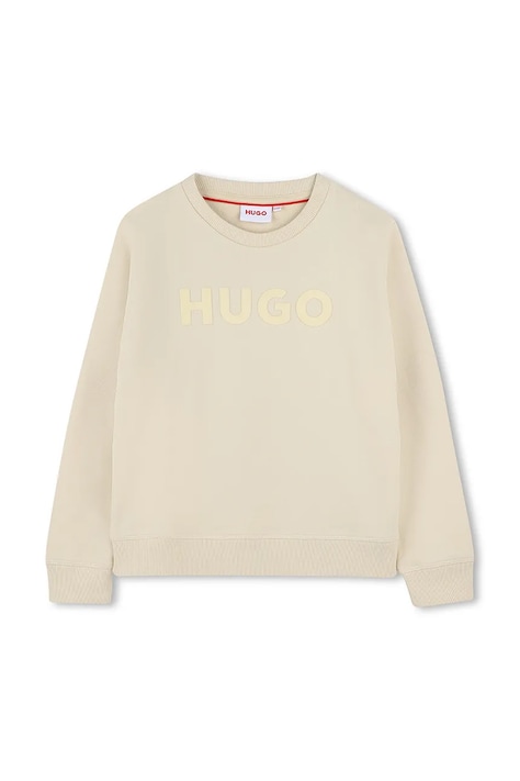 Dětská mikina HUGO béžová barva, s aplikací, G00350