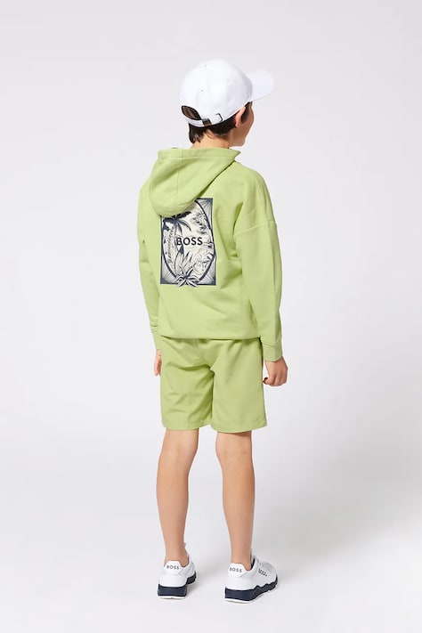 BOSS bluza copii culoarea verde, cu imprimeu, J52235