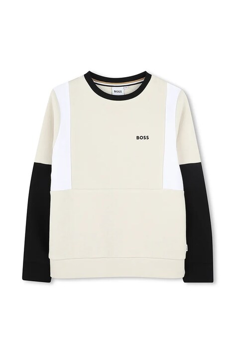 BOSS bluza copii culoarea bej, neted, J52026