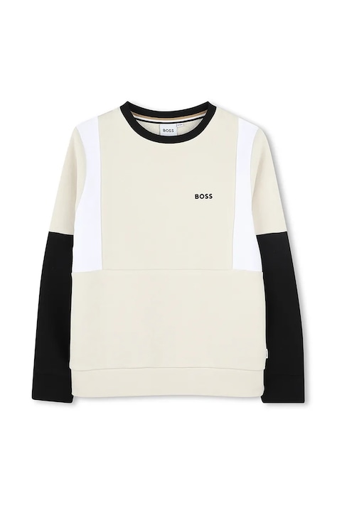BOSS bluza dziecięca kolor beżowy gładka J52026