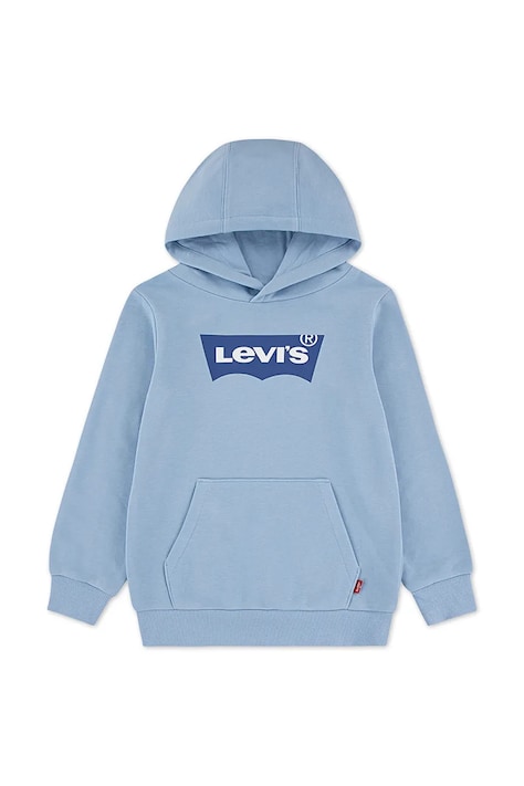 Levi's bluza dziecięca BATWING PULLOVER HOODIE kolor niebieski z kapturem z nadrukiem 8EE910