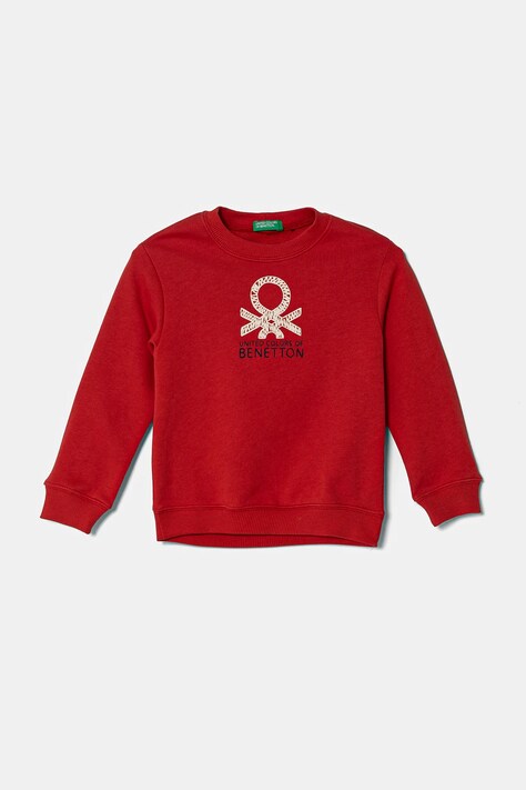 Детски памучен суичър United Colors of Benetton в червено с принт 3J70G10HW