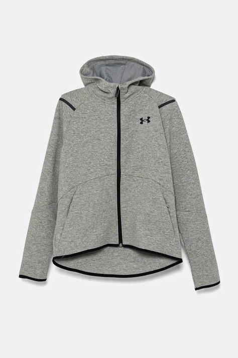 Dětská mikina Under Armour Unstoppable Flc FZ šedá barva, s kapucí, melanžová, 1386687