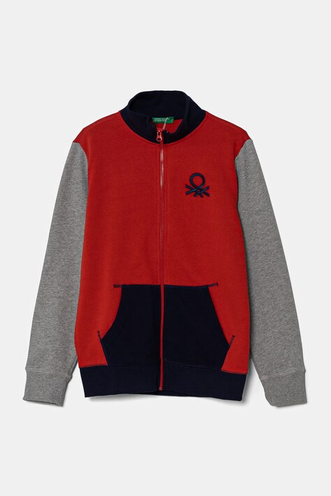 Детская хлопковая кофта United Colors of Benetton цвет красный однотонная 3J68C501B