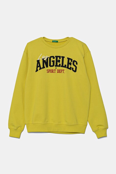 Детски памучен суичър United Colors of Benetton в жълто с принт 3UNIC10O3