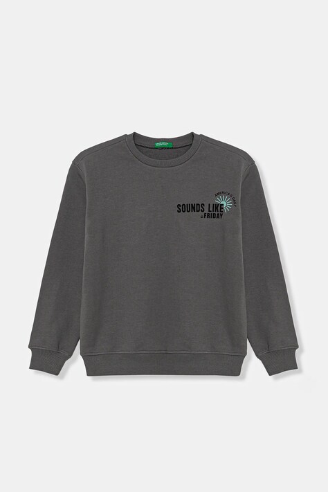 Dětská bavlněná mikina United Colors of Benetton šedá barva, s potiskem, 3UNIC10O3