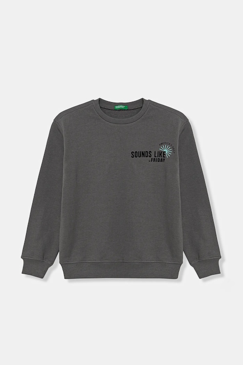 Detská bavlnená mikina United Colors of Benetton šedá farba, s potlačou, 3UNIC10O3