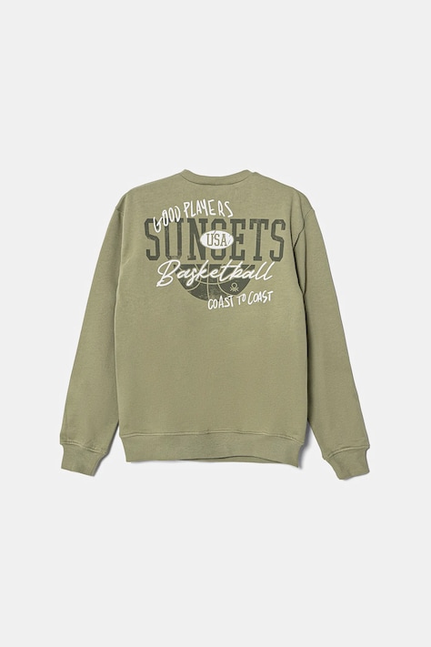 Dětská bavlněná mikina United Colors of Benetton zelená barva, s potiskem, 3UNIC10O3