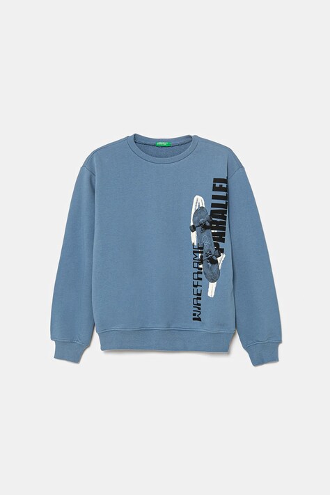 Dětská bavlněná mikina United Colors of Benetton modrá barva, s potiskem, 3UNIC10O3