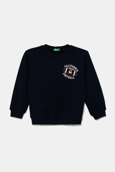 United Colors of Benetton hanorac de bumbac pentru copii culoarea albastru marin, cu imprimeu, 3UNIG10II