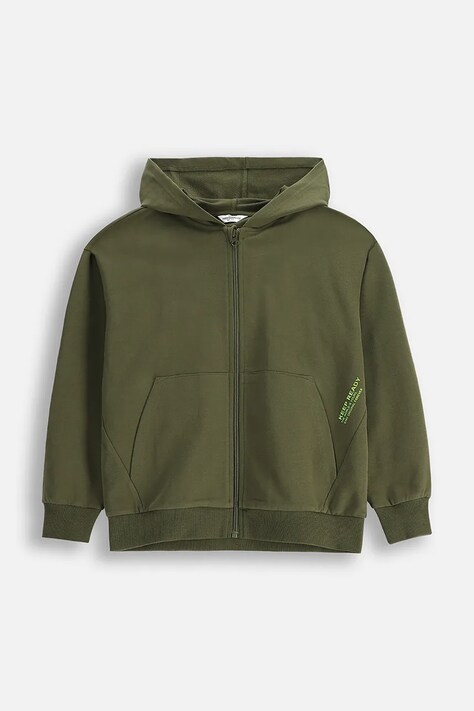 Coccodrillo hanorac de bumbac pentru copii culoarea verde, cu glugă, neted, EVERYDAY BOY