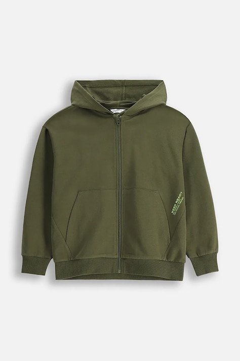 Coccodrillo hanorac de bumbac pentru copii culoarea verde, cu glugă, neted, EVERYDAY BOY