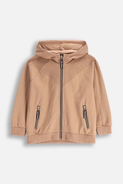 Detská bavlnená mikina Coccodrillo hnedá farba, s kapucňou, jednofarebná, MONOCHROME BOY KIDS