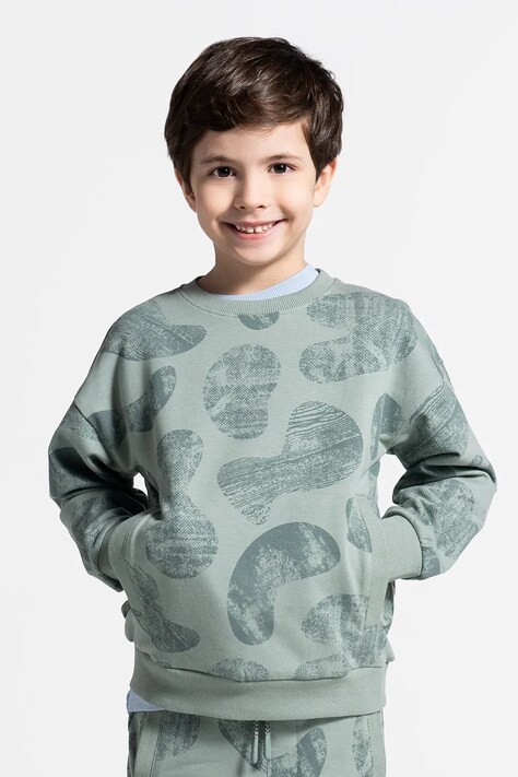 Детски суичър Coccodrillo в зелено с десен SAGE TIME BOY KIDS