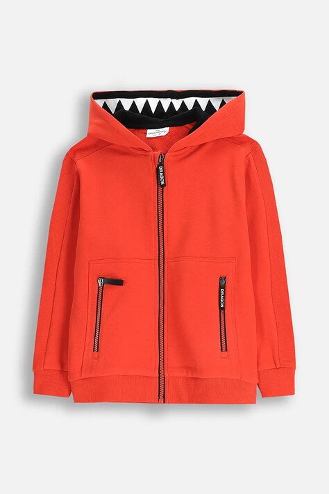 Детская кофта Coccodrillo цвет красный с капюшоном с аппликацией DRAGONS BOY KIDS