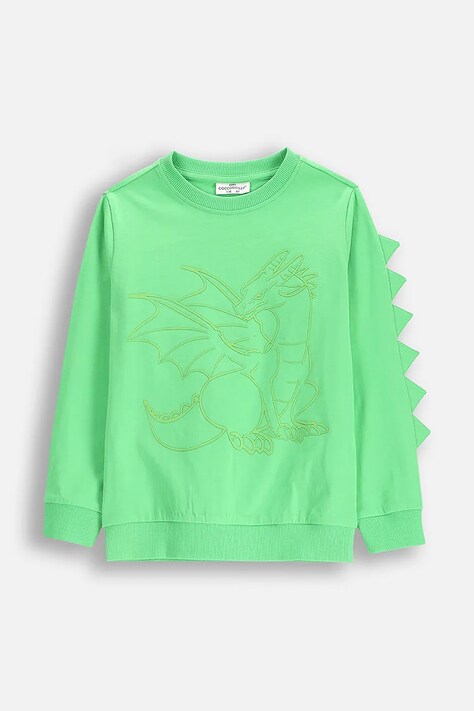 Coccodrillo hanorac de bumbac culoarea verde, cu imprimeu, DRAGONS BOY KIDS