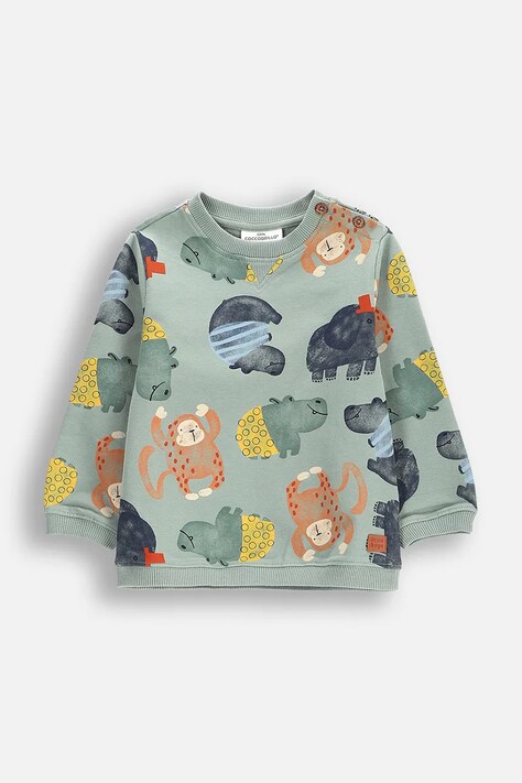 Mikina pre bábätká Coccodrillo zelená farba, vzorovaná, SAGE TIME BOY NEWBORN