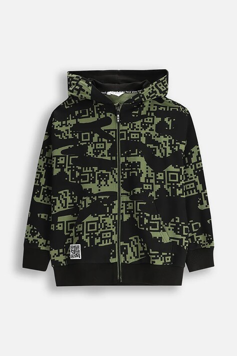 Coccodrillo bluză culoarea verde, cu glugă, cu imprimeu, GAMER BOY JUNIOR