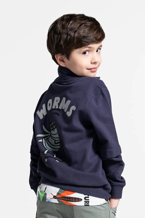 Coccodrillo bluză culoarea bleumarin, SAGE TIME BOY KIDS