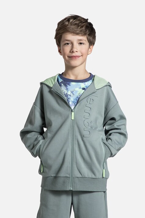 Суичър Lemon Explore в зелено с качулка с меланжов десен ACTIVE BOY