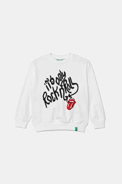 Детская хлопковая кофта United Colors of Benetton цвет белый с принтом 3UNIC10NU
