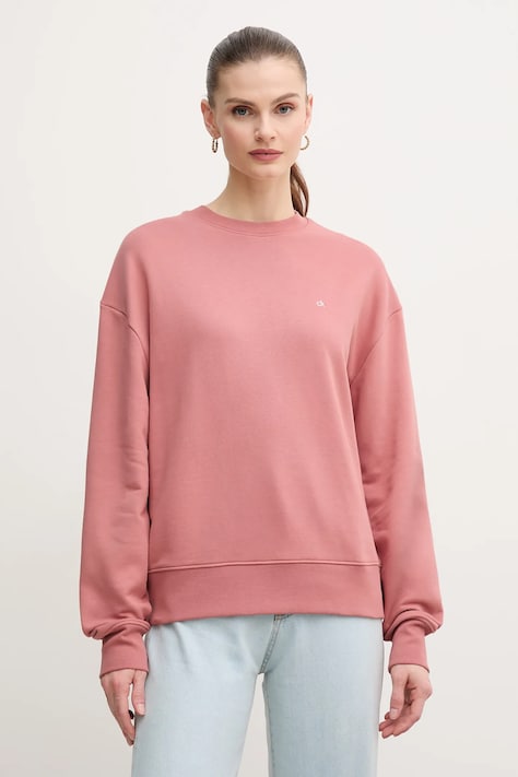 Calvin Klein hanorac de bumbac femei, culoarea portocaliu, uni, K20K208092