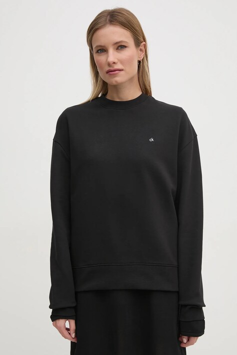 Calvin Klein hanorac de bumbac femei, culoarea negru, neted, K20K208092