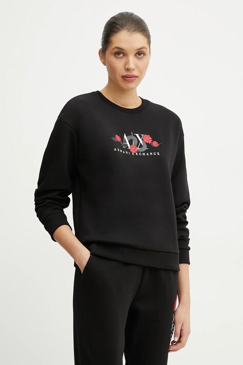 Armani Exchange bluza femei, culoarea negru, cu imprimeu, XW000313 AF12261