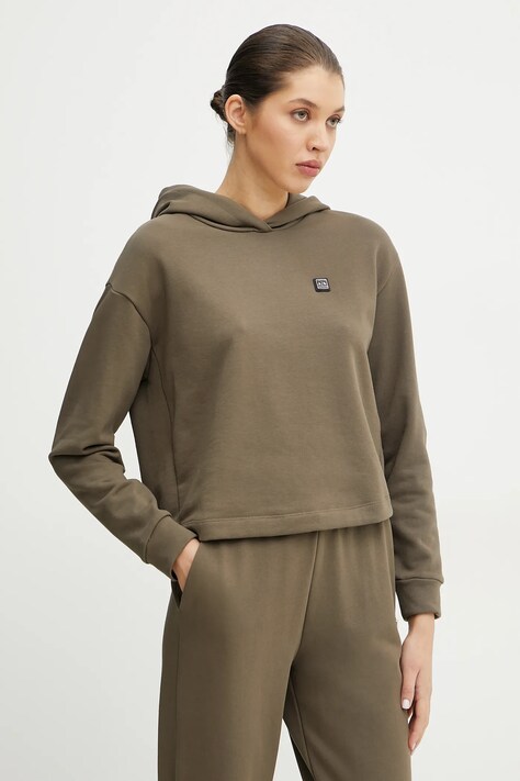 Armani Exchange bluza femei, culoarea verde, cu glugă, neted, XW000087 AF10172