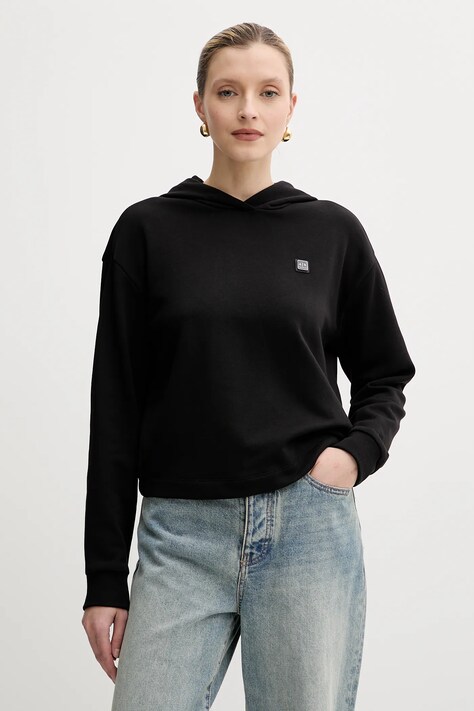 Armani Exchange bluza femei, culoarea negru, cu glugă, neted, XW000087 AF10172
