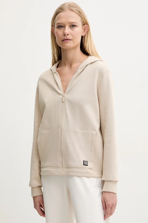 Armani Exchange bluza femei, culoarea bej, cu glugă, neted, XW000088 AF10172