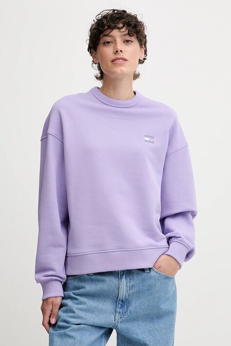 Tommy Jeans hanorac de bumbac culoarea bej, uni, DW0DW19408