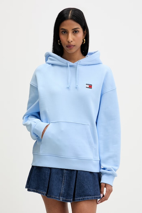 Tommy Jeans mikina s kapucňou dámska bavlnená modrá DW0DW19414