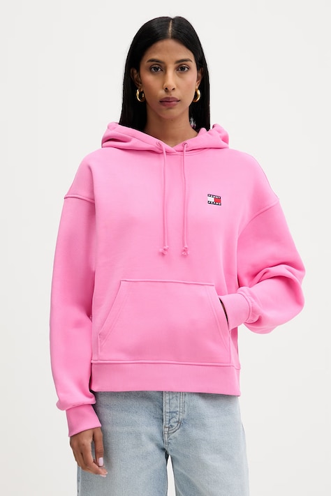 Tommy Jeans mikina s kapucňou dámska bavlnená ružová DW0DW19414