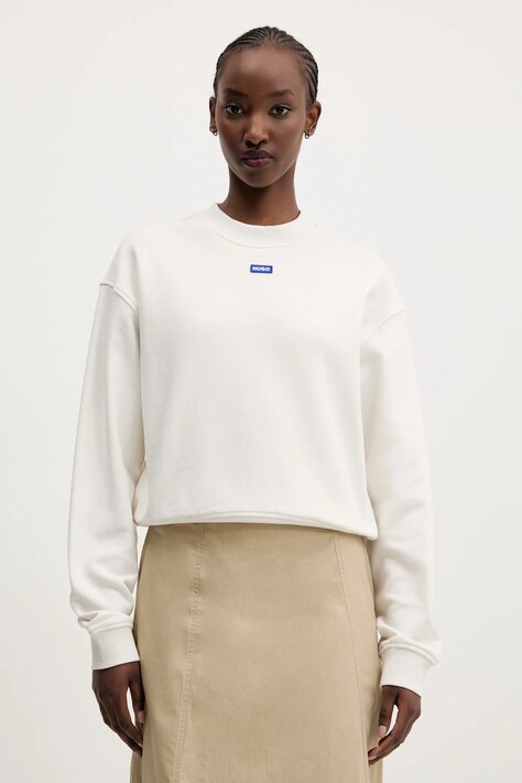 Hugo Blue felpa in cotone donna colore bianco con applicazione 50534344